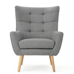 Fauteuil d'appoint à oreilles mi-century gris/vert sarcelle/blé, capitonné, une place