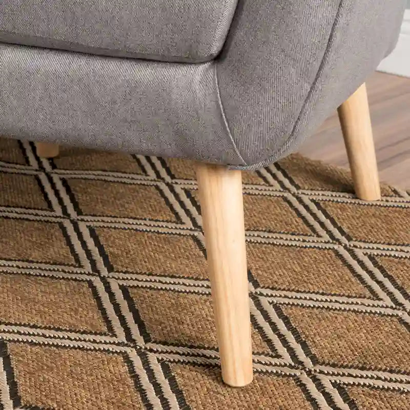 Fauteuil d'appoint à oreilles mi-century gris/vert sarcelle/blé, capitonné, une place