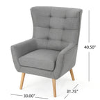 Fauteuil d'appoint à oreilles mi-century gris/vert sarcelle/blé, capitonné, une place