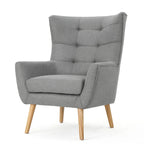 Fauteuil d'appoint à oreilles mi-century gris/vert sarcelle/blé, capitonné, une place