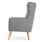 Fauteuil d'appoint à oreilles mi-century gris/vert sarcelle/blé, capitonné, une place