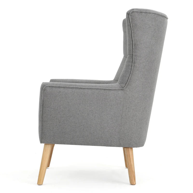 Fauteuil d'appoint à oreilles mi-century gris/vert sarcelle/blé, capitonné, une place