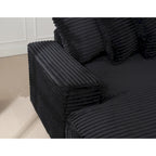 Canapé d'angle en velours côtelé noir/gris/beige/vert, méridienne à gauche, 3 places