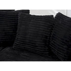 Canapé d'angle en velours côtelé noir/gris/beige/vert, méridienne à gauche, 3 places