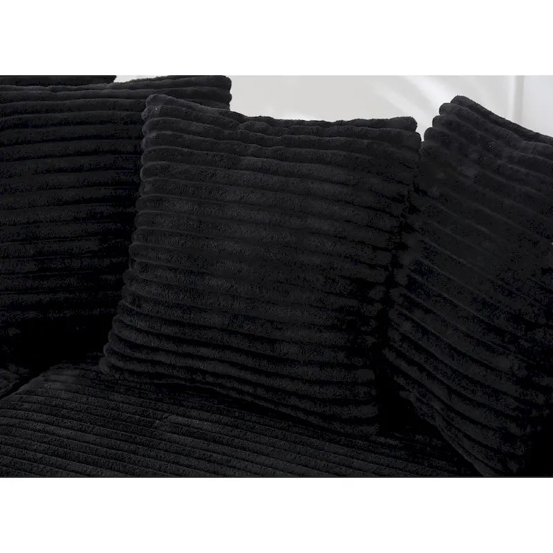 Canapé d'angle en velours côtelé noir/gris/beige/vert, méridienne à gauche, 3 places