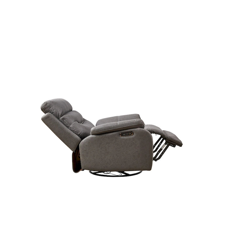 Yellow Brown & Gray Power Swivel Rocker Recliner Chair, 240° Swivel, Single Seat