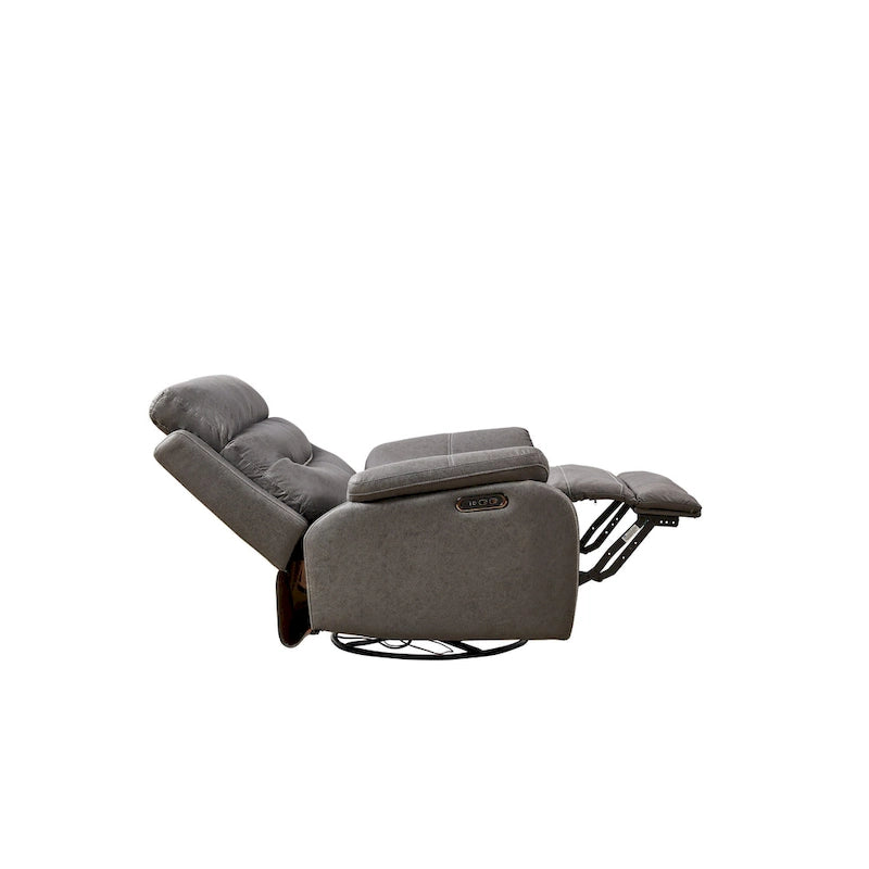 Yellow Brown & Gray Power Swivel Rocker Recliner Chair, 240° Swivel, Single Seat