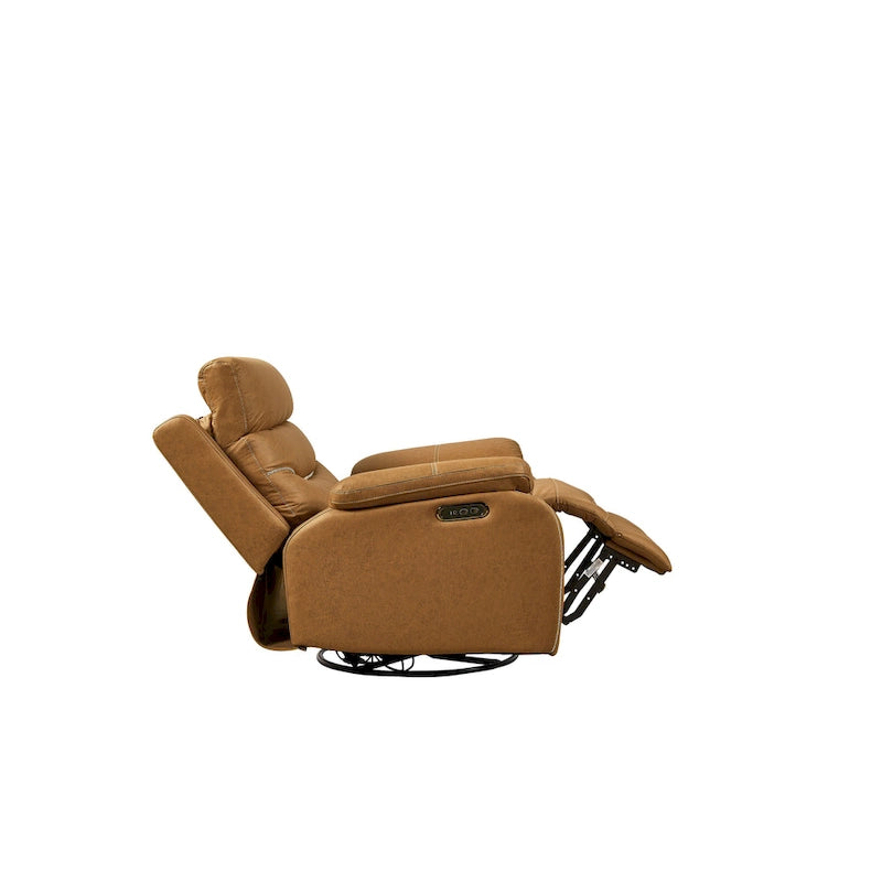 Yellow Brown & Gray Power Swivel Rocker Recliner Chair, 240° Swivel, Single Seat