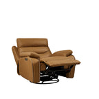 Yellow Brown & Gray Power Swivel Rocker Recliner Chair, 240° Swivel, Single Seat