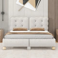 Lit plateforme capitonné beige Queen Size