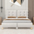 Lit plateforme capitonné beige Queen Size