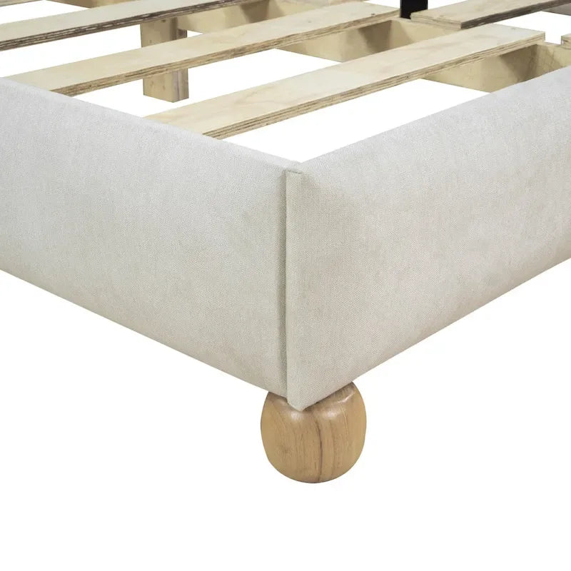 Lit plateforme capitonné beige Queen Size
