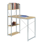 Light Oak / White / Barnwood / Charcoal Grey Office Desk with Shelves, Single-Person Workstation