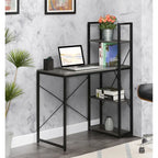Light Oak / White / Barnwood / Charcoal Grey Office Desk with Shelves, Single-Person Workstation