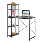 Light Oak / White / Barnwood / Charcoal Grey Office Desk with Shelves, Single-Person Workstation