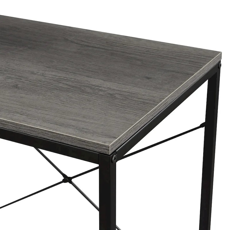 Light Oak / White / Barnwood / Charcoal Grey Office Desk with Shelves, Single-Person Workstation