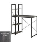 Light Oak / White / Barnwood / Charcoal Grey Office Desk with Shelves, Single-Person Workstation