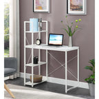 Light Oak / White / Barnwood / Charcoal Grey Office Desk with Shelves, Single-Person Workstation