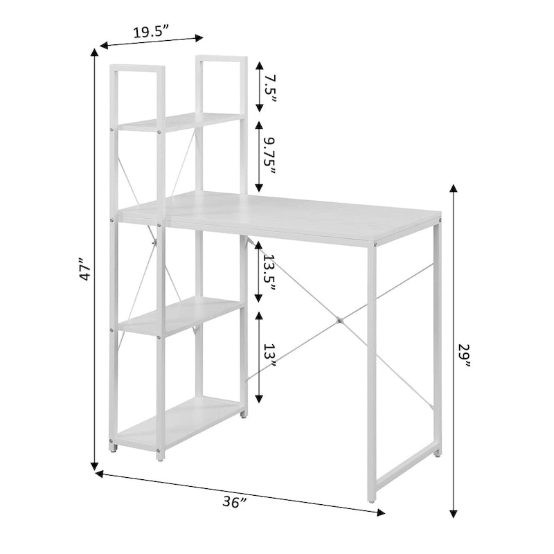 Light Oak / White / Barnwood / Charcoal Grey Office Desk with Shelves, Single-Person Workstation