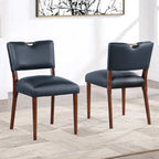 Velvet & Faux Leather 5-Piece Round Dining Set, Seats 4 – Walnut Finish
