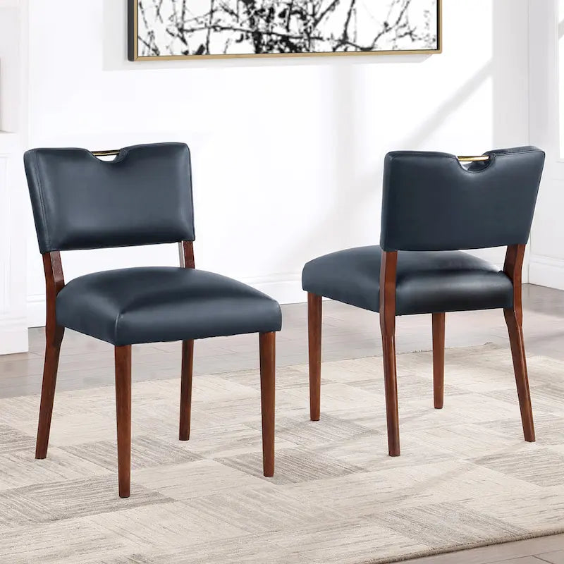 Velvet & Faux Leather 5-Piece Round Dining Set, Seats 4 – Walnut Finish
