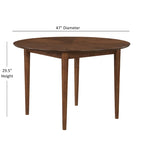 Velvet & Faux Leather 5-Piece Round Dining Set, Seats 4 – Walnut Finish