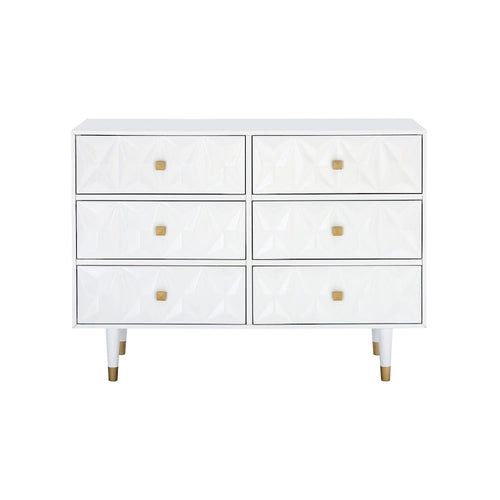 Commode Bea géométrique texturée et glamour à 6 tiroirs