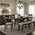 Double Bridge Dark Chestnut Trestle Table Set