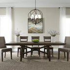 Double Bridge Dark Chestnut Trestle Table Set