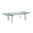 Table à manger extensible en verre transparent et chrome argenté – Jusqu'à 8 places