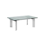 Table à manger extensible en verre transparent et chrome argenté – Jusqu'à 8 places