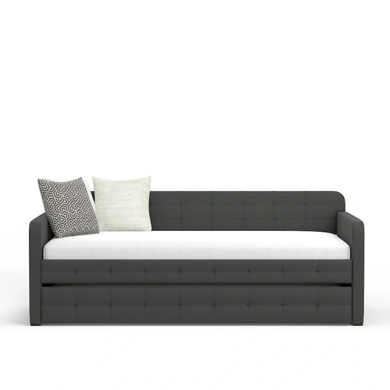 Beige / Stone / Grey Tufted Daybed with Trundle – Seats 2
