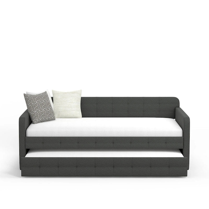 Beige / Stone / Grey Tufted Daybed with Trundle – Seats 2