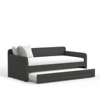 Canapé-lit capitonné beige / pierre / gris avec lit gigogne – 2 places