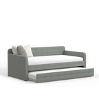 Canapé-lit capitonné beige / pierre / gris avec lit gigogne – 2 places