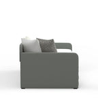 Canapé-lit capitonné beige / pierre / gris avec lit gigogne – 2 places