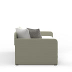 Canapé-lit capitonné beige / pierre / gris avec lit gigogne – 2 places