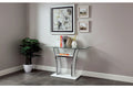 Table d'appoint moderne blanche/noire pour 1 personne – Plateau en verre trempé, pieds en métal chromé