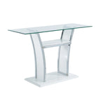 Table d'appoint moderne blanche/noire pour 1 personne – Plateau en verre trempé, pieds en métal chromé