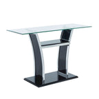 Table d'appoint moderne blanche/noire pour 1 personne – Plateau en verre trempé, pieds en métal chromé