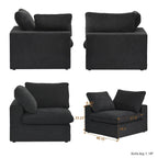Grey / Black / White, U-Shape Modular Sectional Sofa with Ottoman, Seats 6