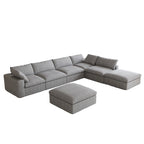 Grey / Black / White, U-Shape Modular Sectional Sofa with Ottoman, Seats 6