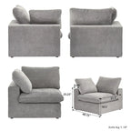 Grey / Black / White, U-Shape Modular Sectional Sofa with Ottoman, Seats 6