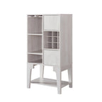 White Oak / Cappuccino Contemporary Open-Shelf Buffet with Wine Rack, 1-Person Assembly