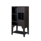 White Oak / Cappuccino Contemporary Open-Shelf Buffet with Wine Rack, 1-Person Assembly