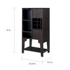 White Oak / Cappuccino Contemporary Open-Shelf Buffet with Wine Rack, 1-Person Assembly