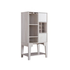 White Oak / Cappuccino Contemporary Open-Shelf Buffet with Wine Rack, 1-Person Assembly