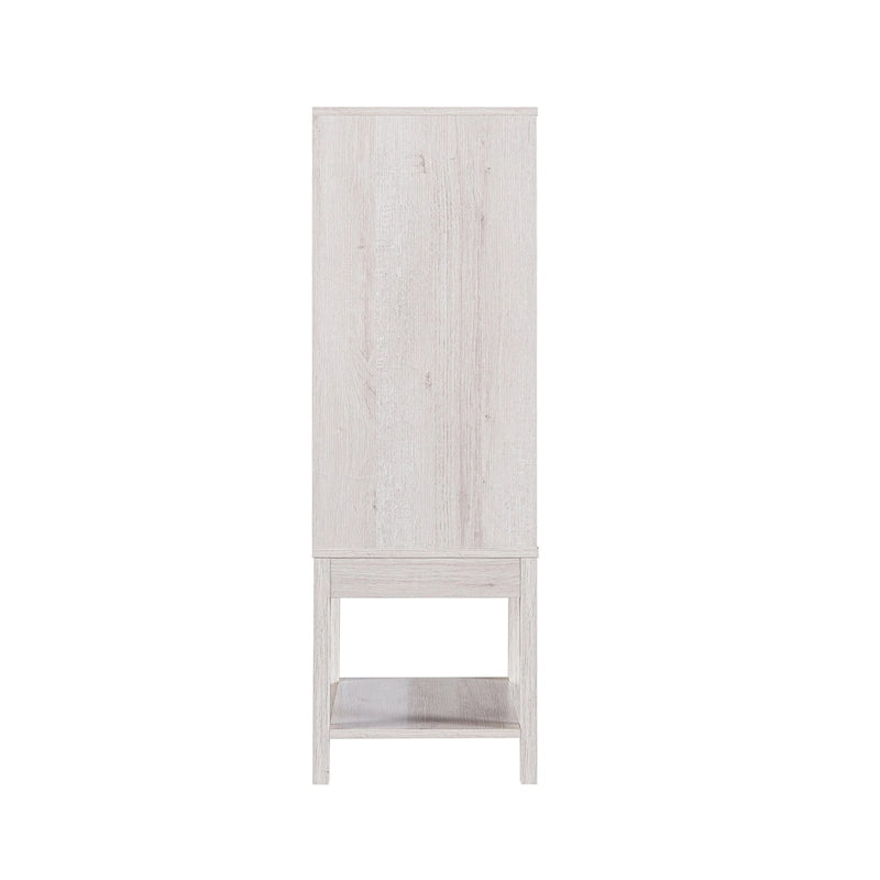 White Oak / Cappuccino Contemporary Open-Shelf Buffet with Wine Rack, 1-Person Assembly