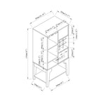 White Oak / Cappuccino Contemporary Open-Shelf Buffet with Wine Rack, 1-Person Assembly