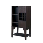 White Oak / Cappuccino Contemporary Open-Shelf Buffet with Wine Rack, 1-Person Assembly